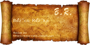 Bács Réka névjegykártya