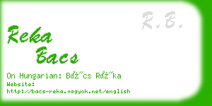 reka bacs business card